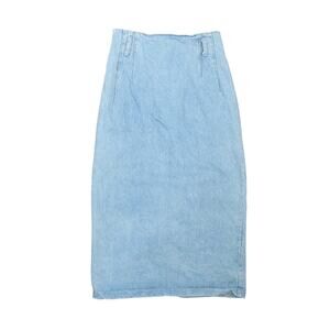 Vintage 90s Desperado light wash blue denim western midi pencil skirt S